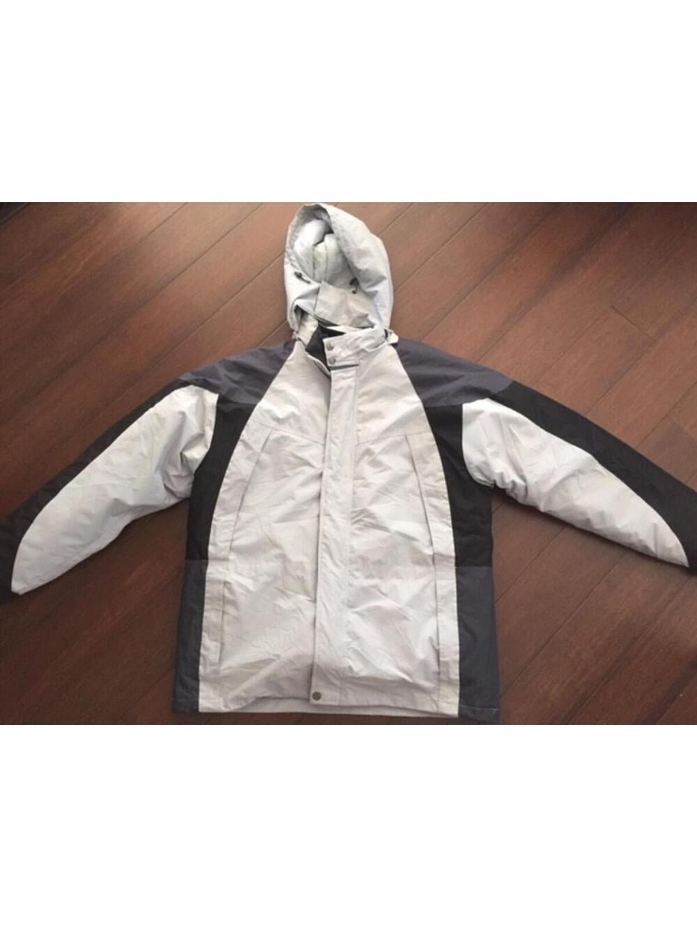 Freeland Gore Tex Mens Ski Snow Jacket Gray Black Quilt Liner Water & Wind Proof